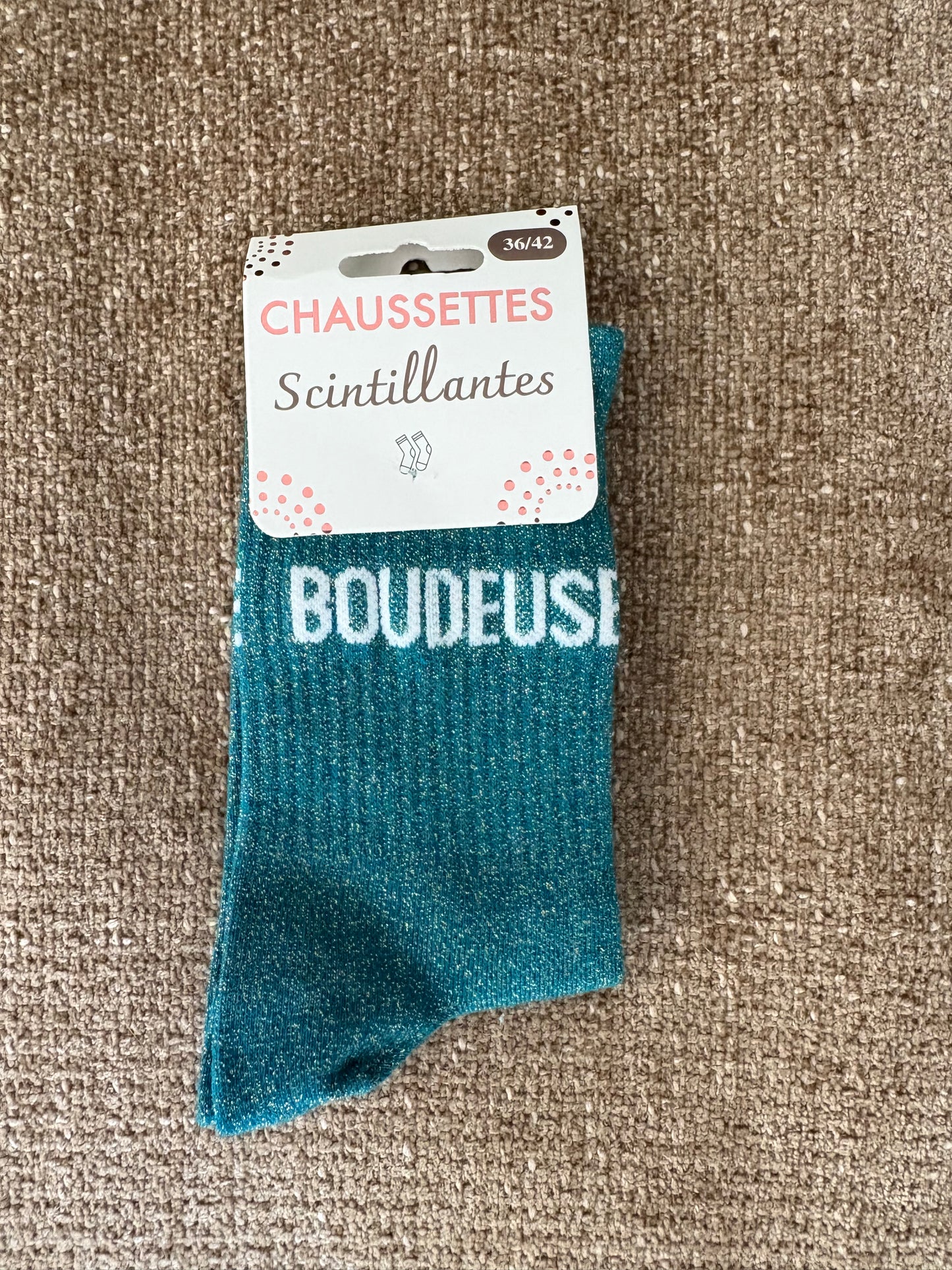 Chaussettes pailletées BOUDEUSE bleues canard