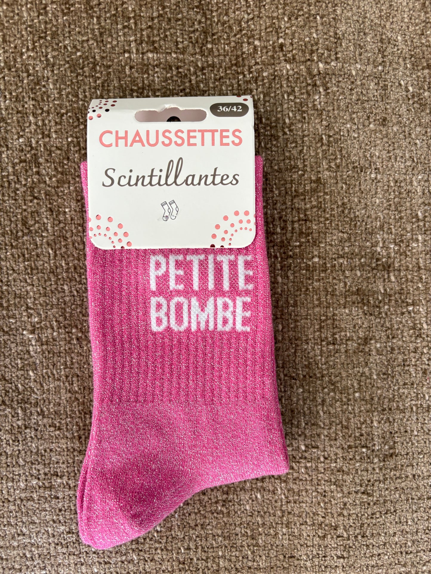 Chaussettes pailletées PETITE BOMBE roses foncées