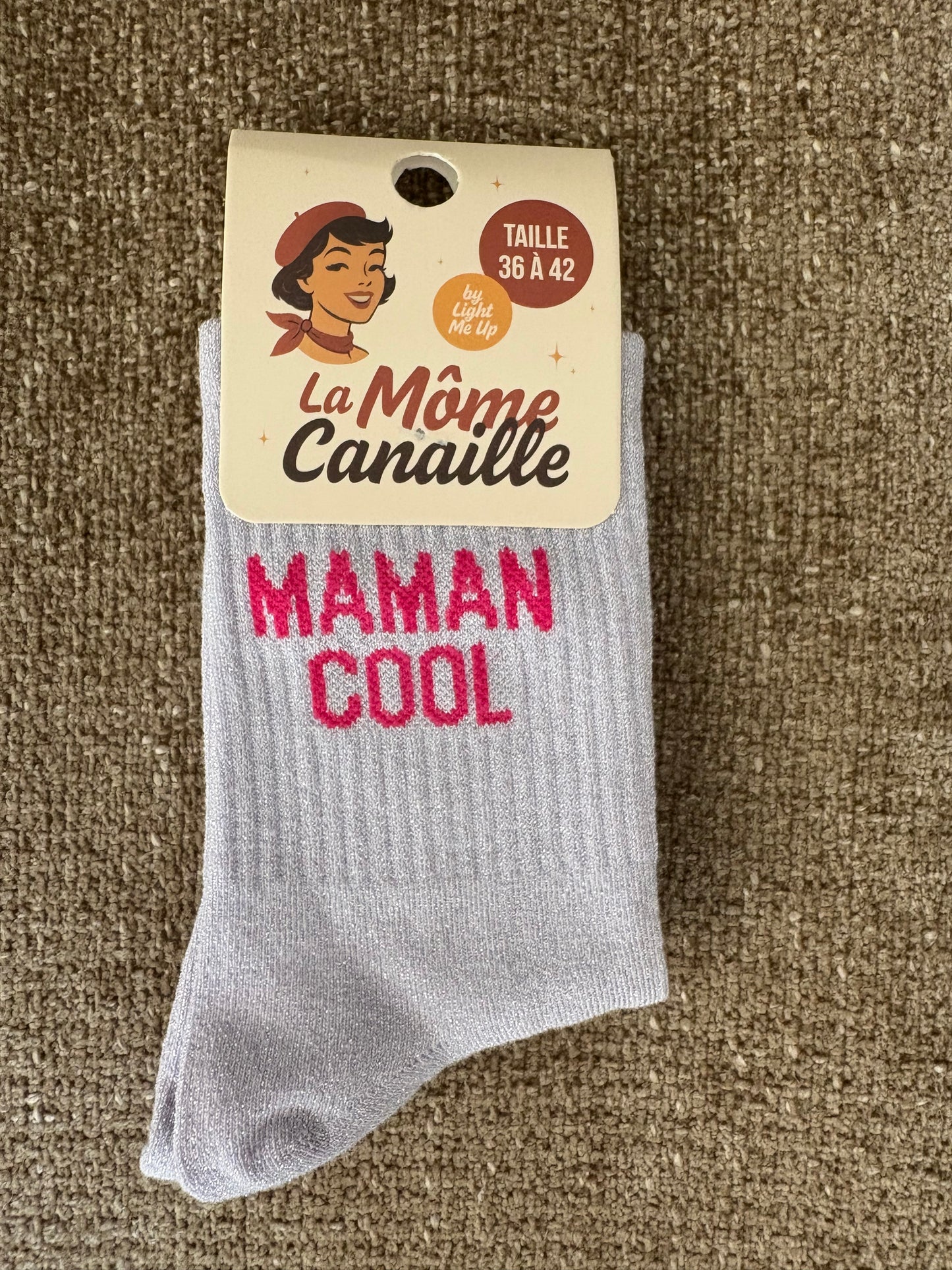 Chaussettes pailletées MAMAN COOL grises