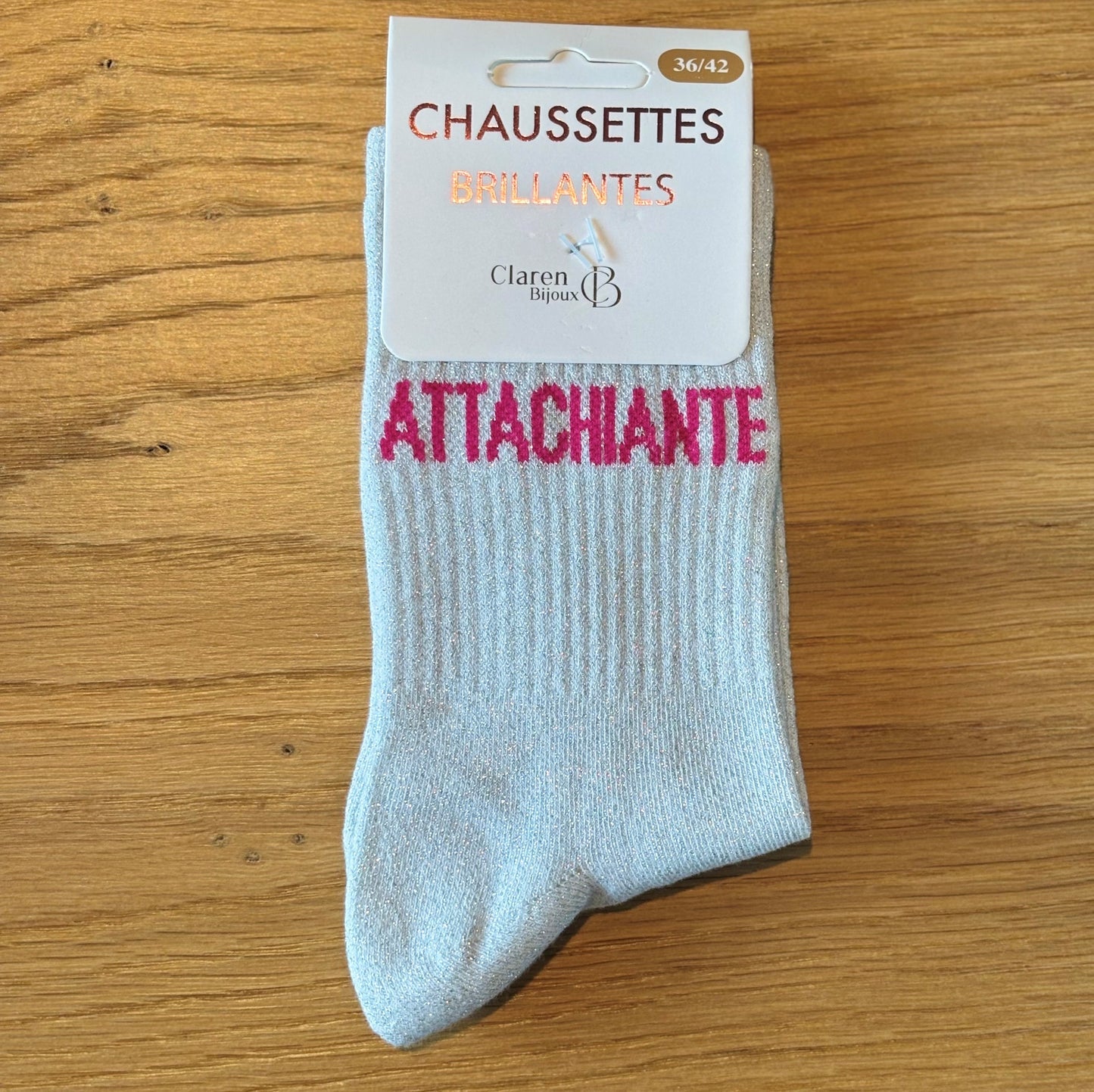 Chaussettes pailletées ATTACHIANTE grises