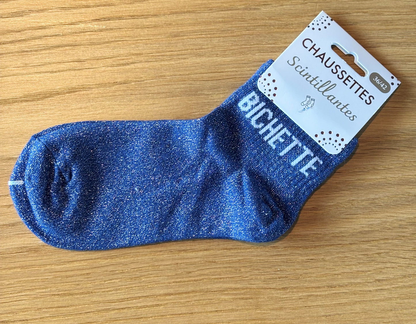 Chaussettes pailletées basses BICHETTE bleues