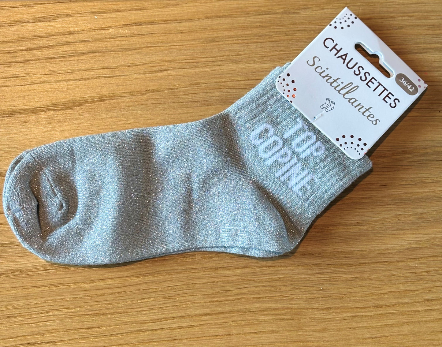 Chaussettes pailletées basses TOP COPINE grises