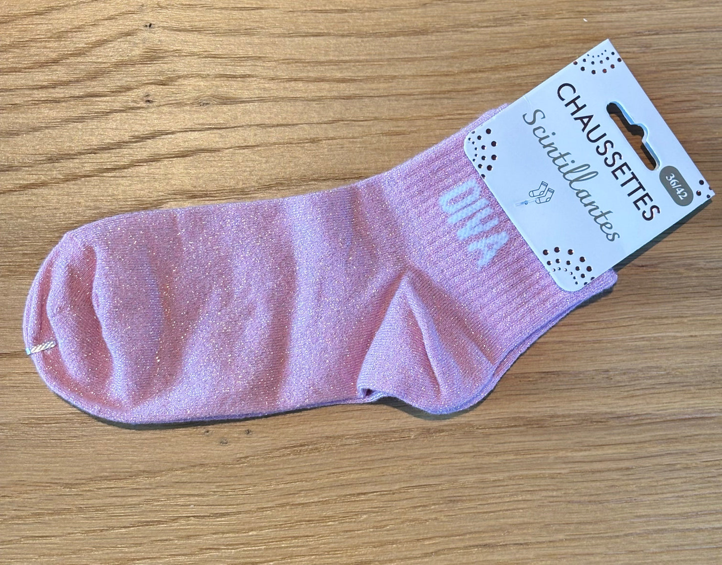 Chaussettes pailletées basses DIVA roses claires