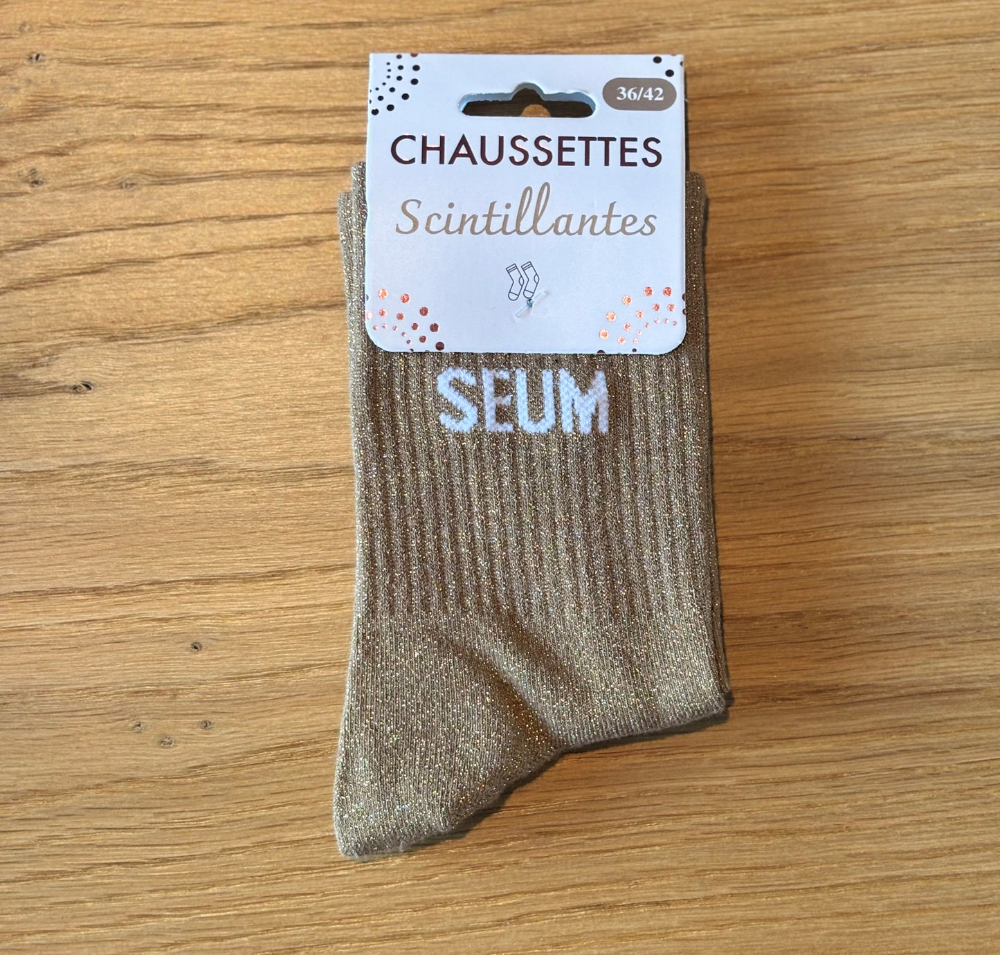 Chaussettes pailletées SEUM brunes