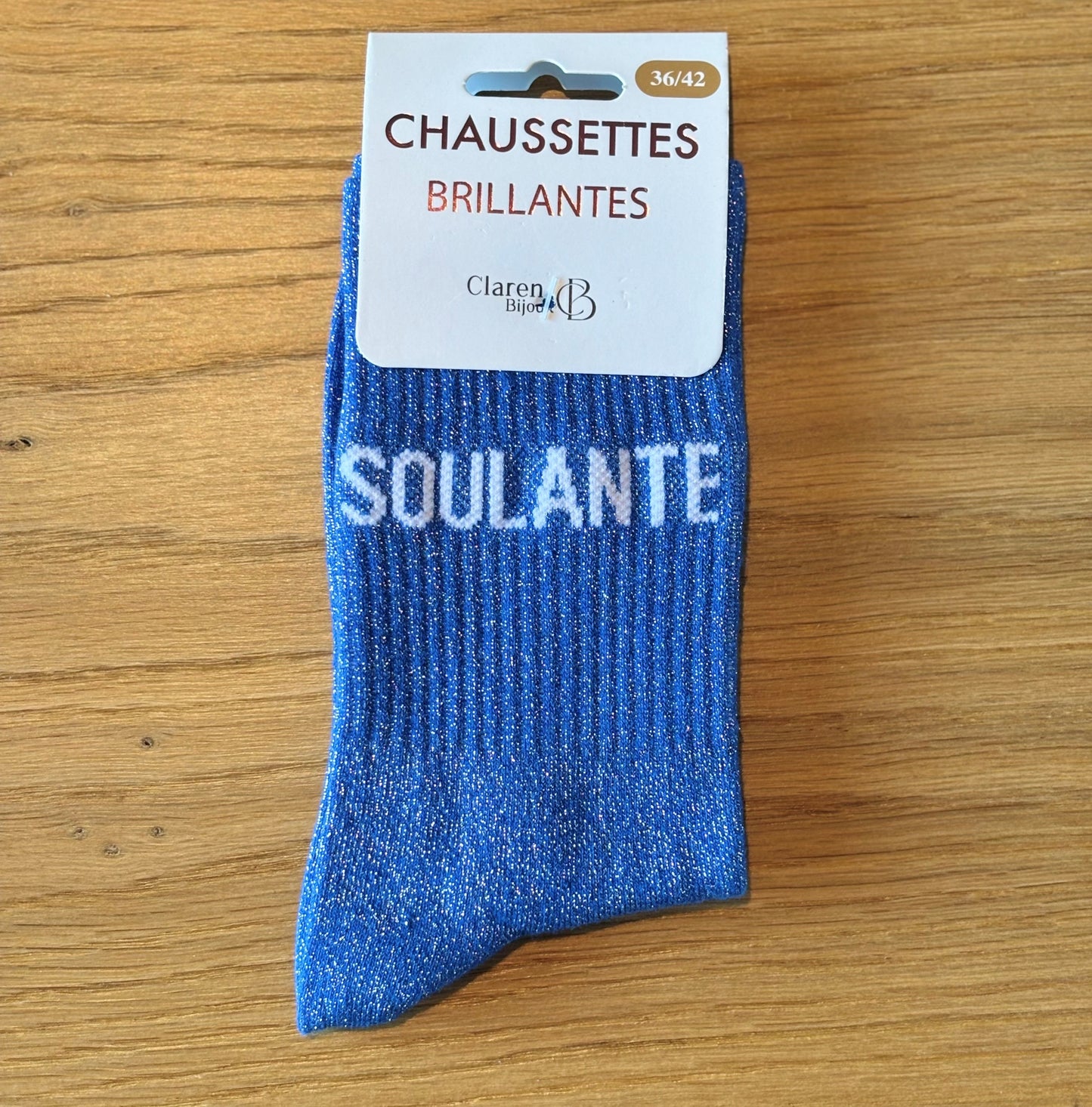 Chaussettes pailletées SOULANTE bleues électriques