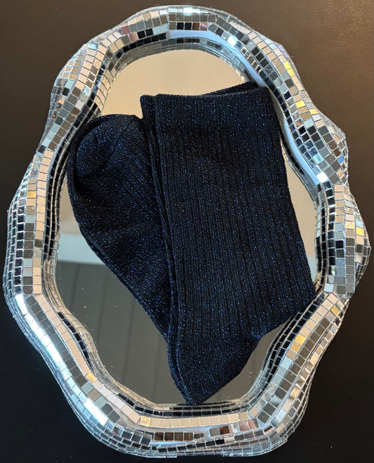 Chaussettes pailletées Athéna hautes bleues