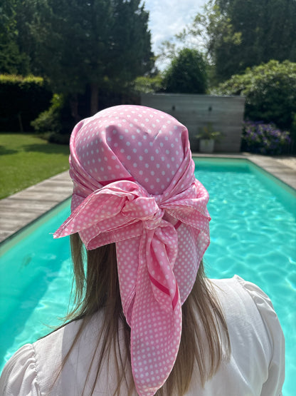 Bandana rose à pois