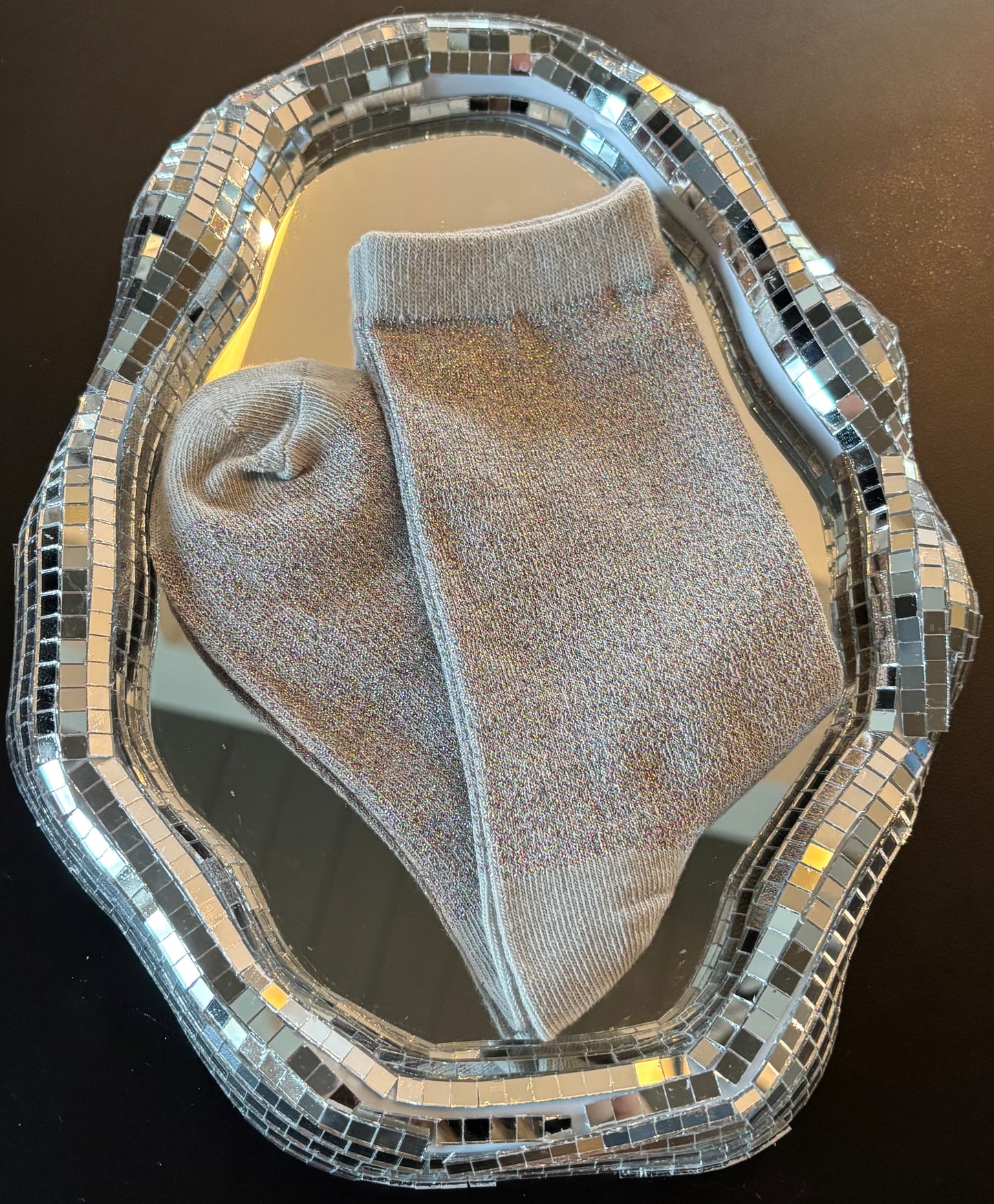 Chaussettes pailletées Rhéa argentées multicolores