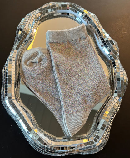 Chaussettes pailletées Rhéa argentées multicolores