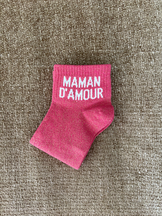 Chaussettes pailletées basses MAMAN D'AMOUR roses