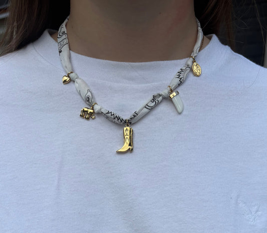 Collier Mia en acier inoxydable blanc/doré