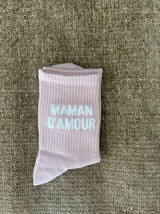 Chaussettes pailletées MAMAN D'AMOUR roses