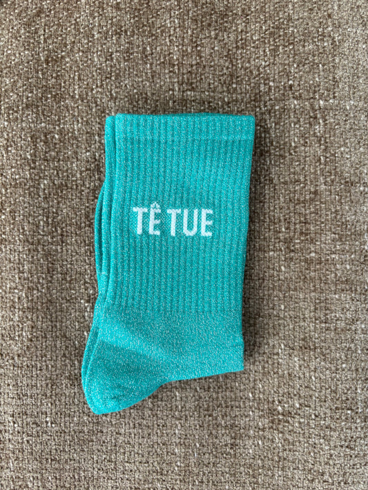Chaussettes pailletées TETUE turquoise