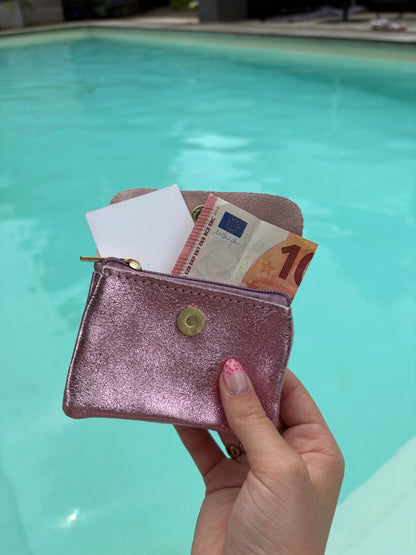 Porte-monnaie Stella rose pâle pailleté