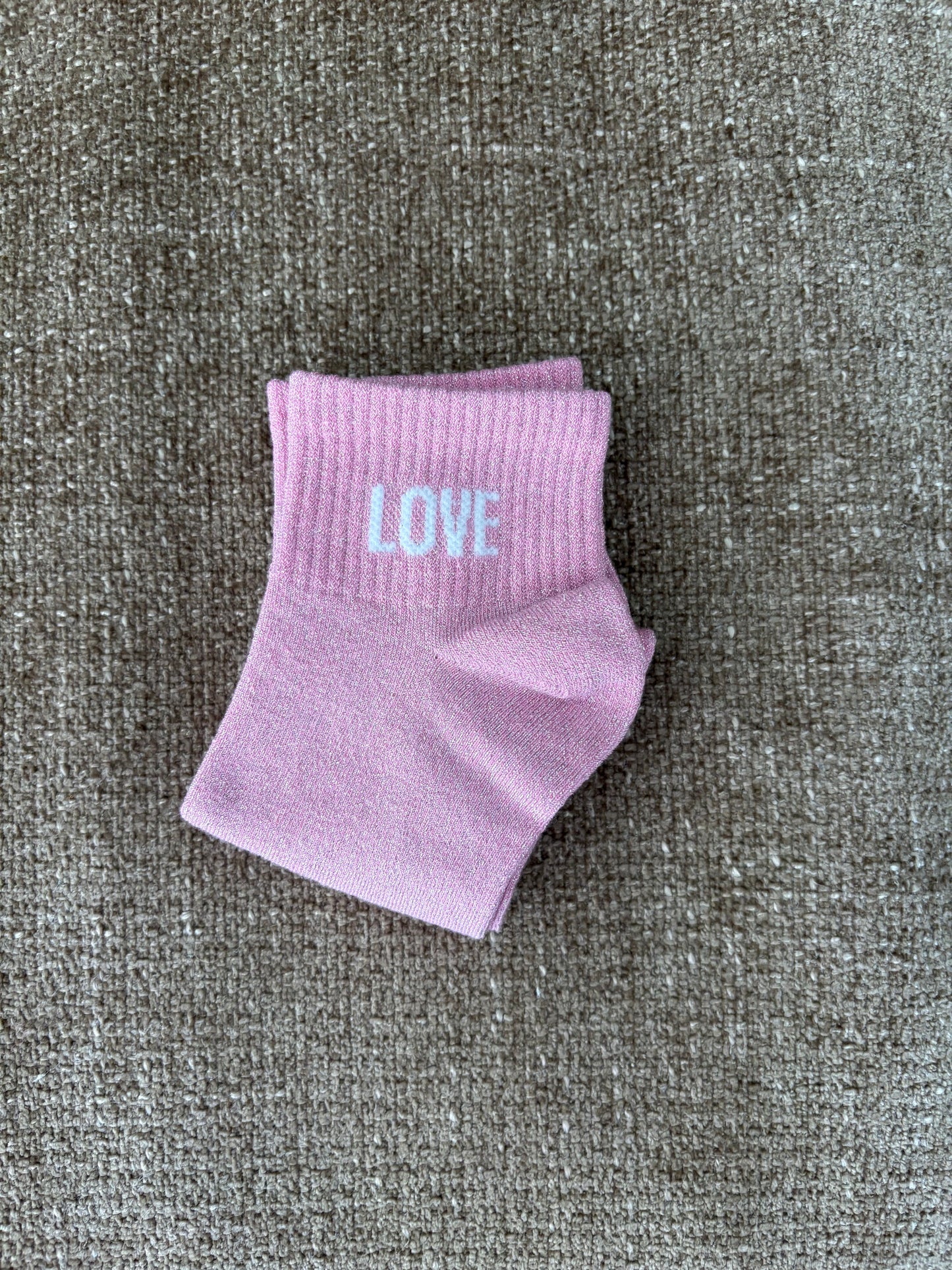 Chaussettes pailletées basses LOVE roses