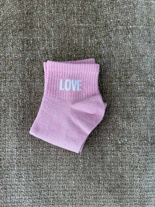 Chaussettes pailletées basses LOVE roses