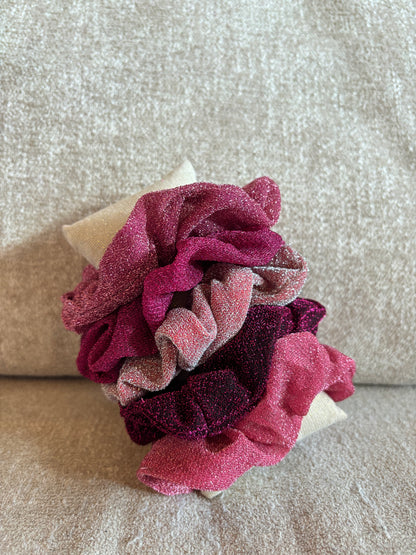 Lot de 5 chouchous pailletés tons roses