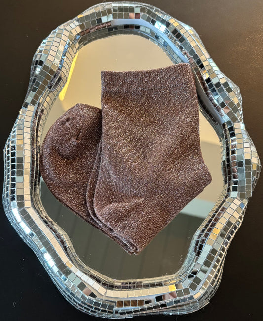 Chaussettes pailletées Aphrodite brunes claires