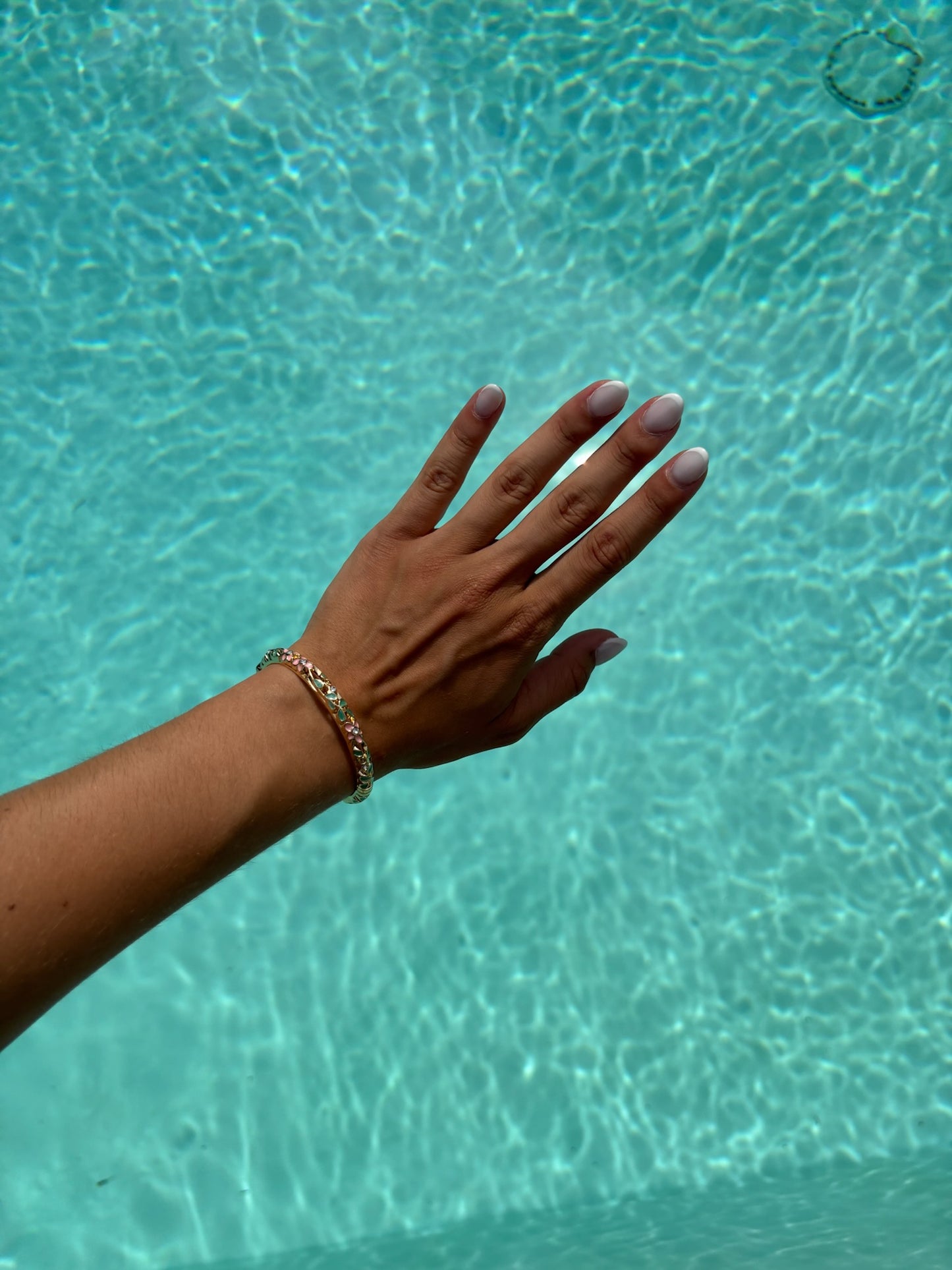 Bracelet jonc Eva rose/turquoise