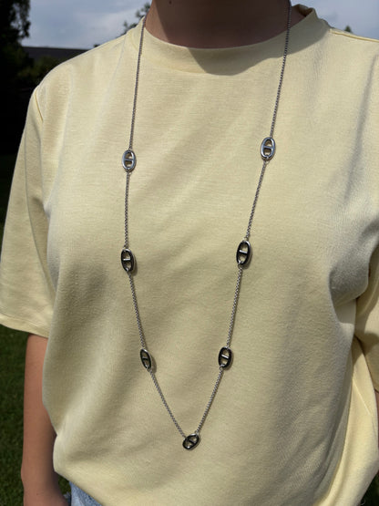 Collier Jade en acier inoxydable argenté