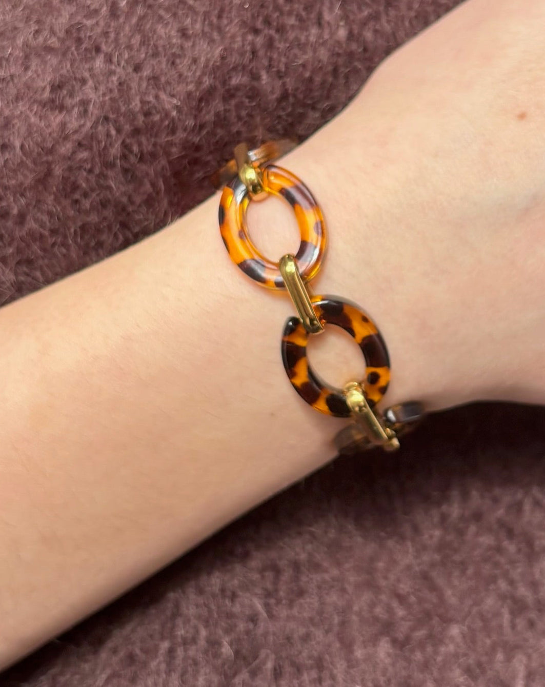 Bracelet Clara en acier inoxydable léopard/doré