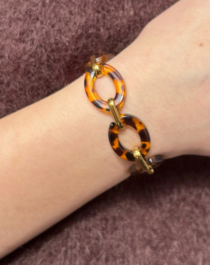 Bracelet Clara en acier inoxydable léopard/doré