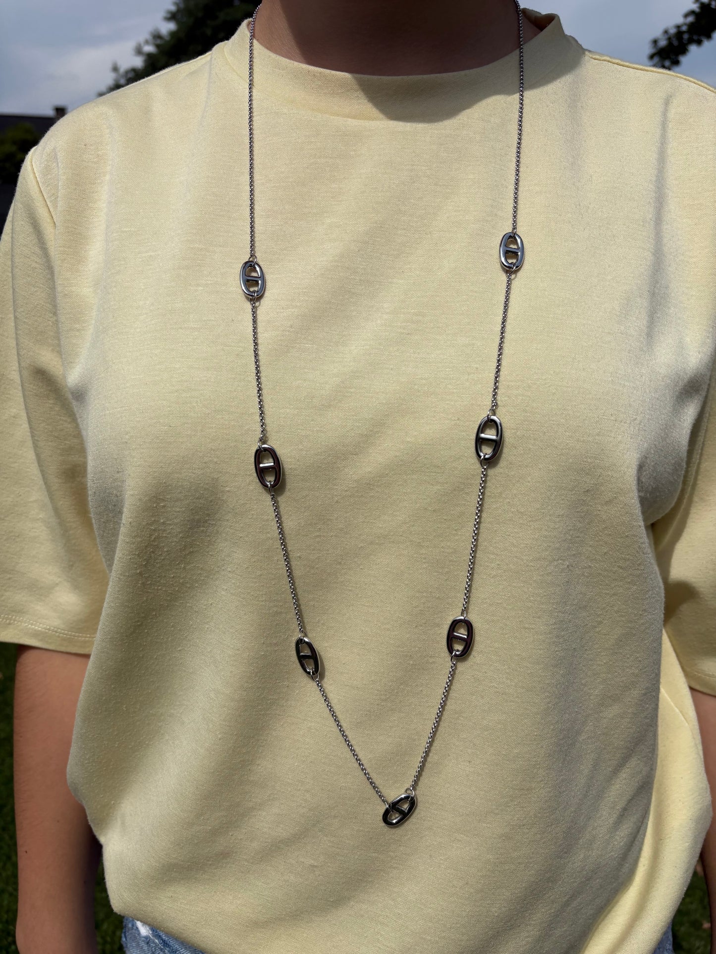 Collier Jade en acier inoxydable argenté