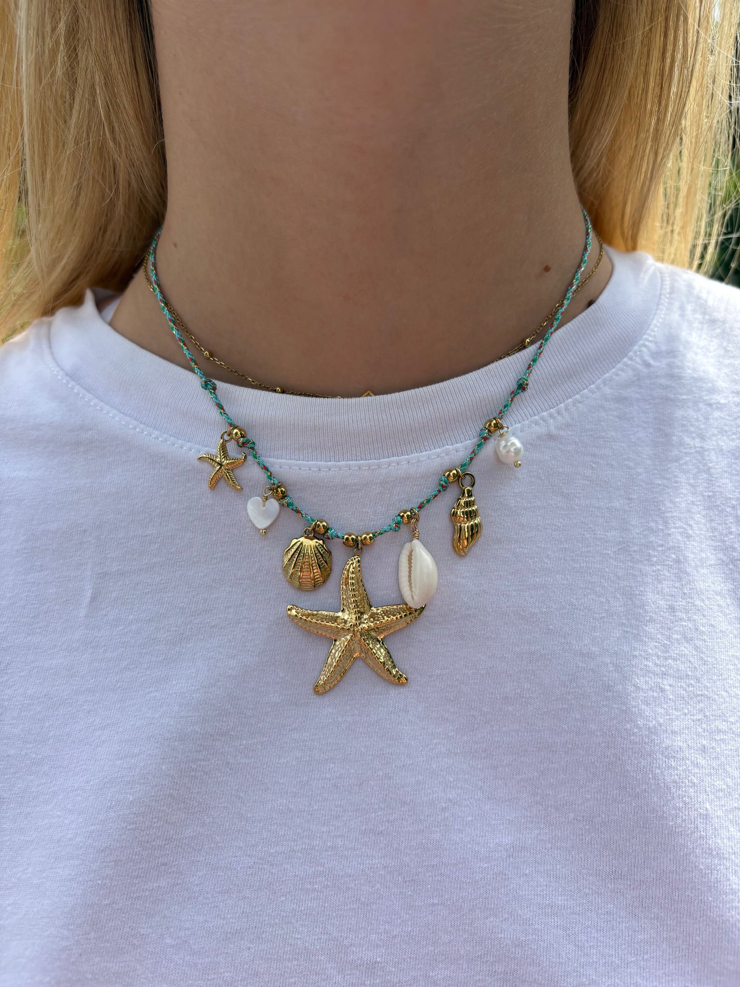 Collier Eloïse en acier inoxydable turquoise/doré
