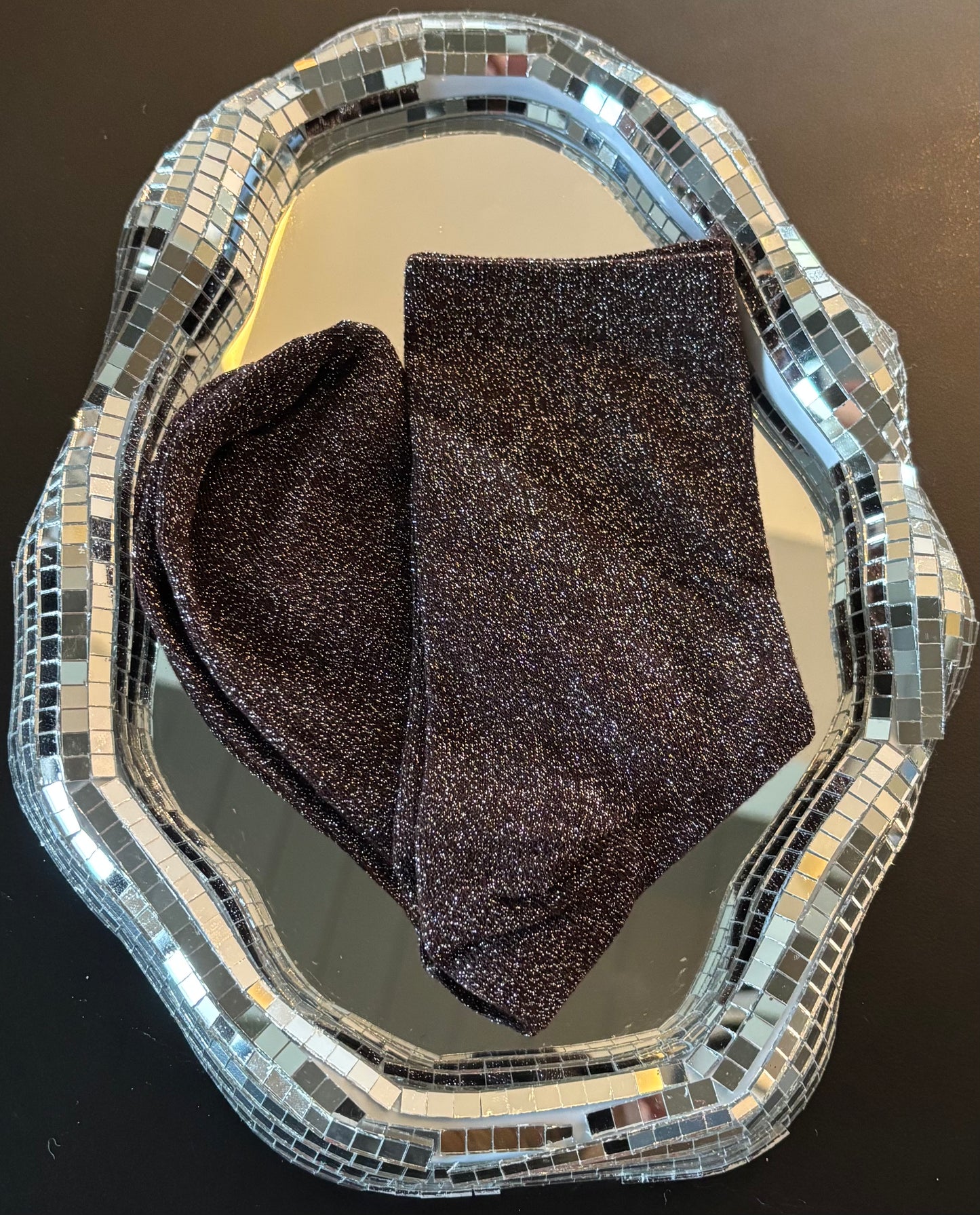 Chaussettes pailletées Aphrodite brunes foncées