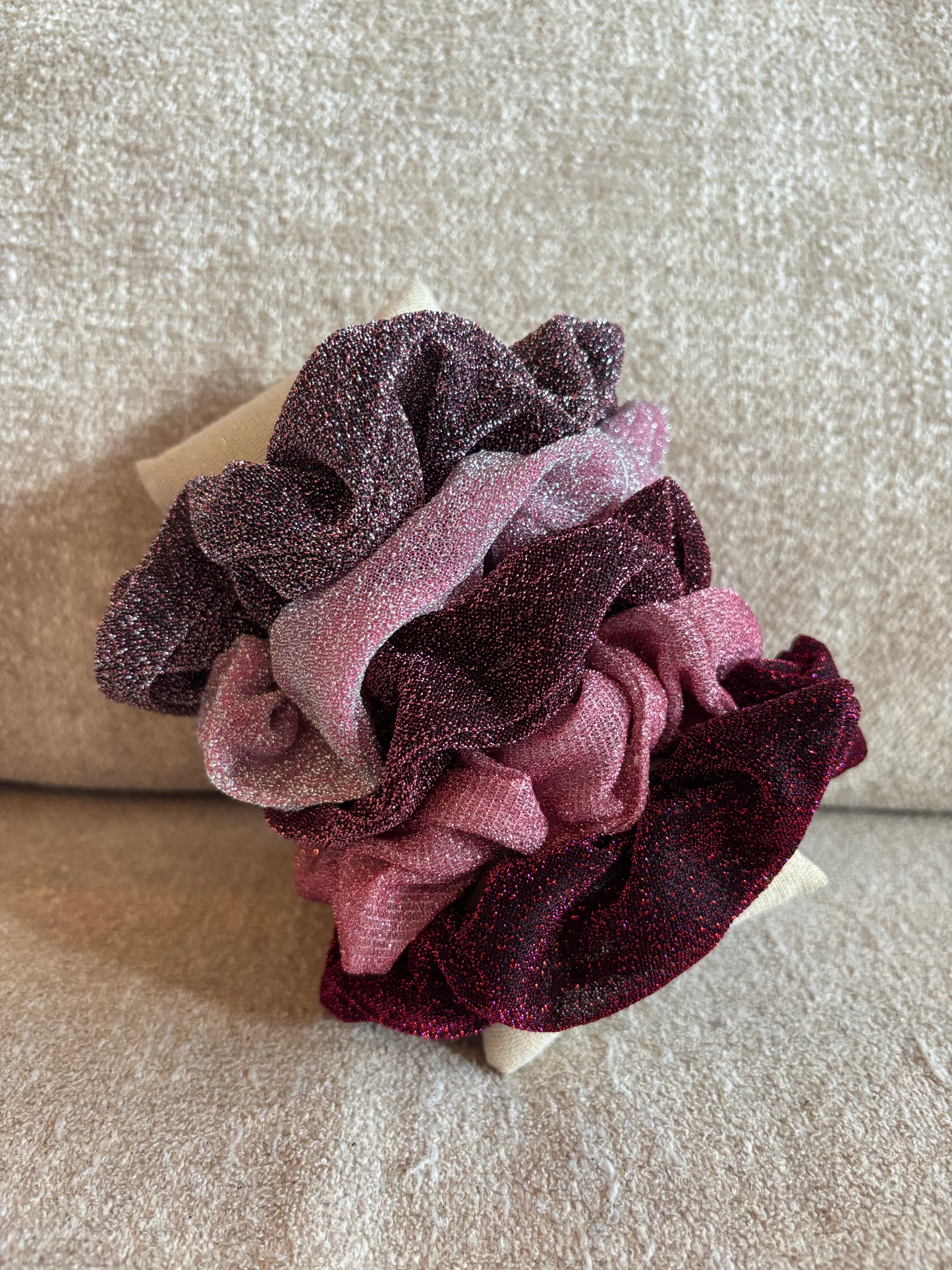 Lot de 5 chouchous pailletés tons roses