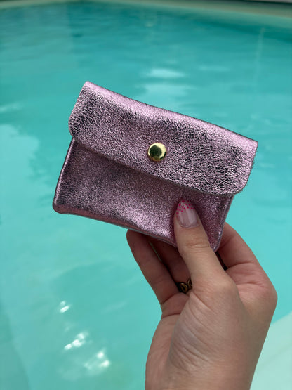 Porte-monnaie Stella rose pâle pailleté