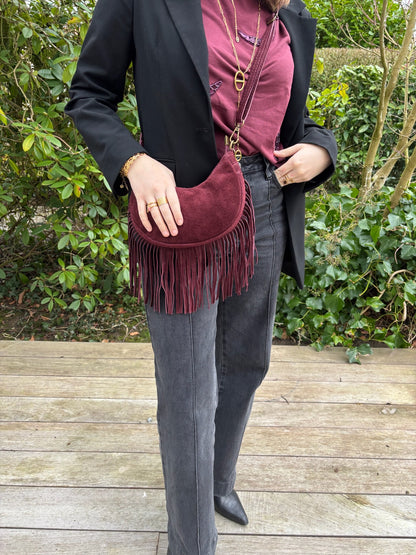 Sac Luna à franges bordeaux
