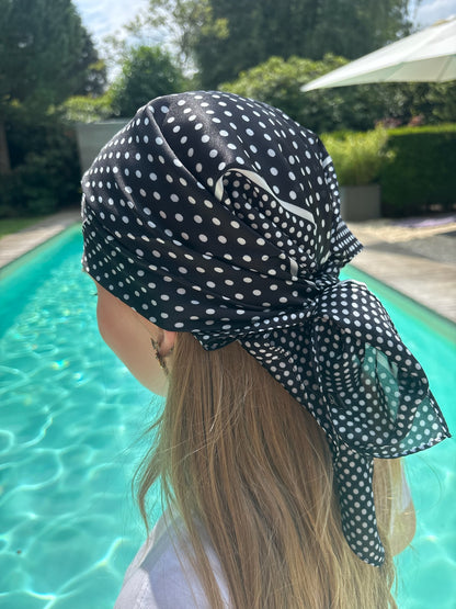 Bandana noir à pois