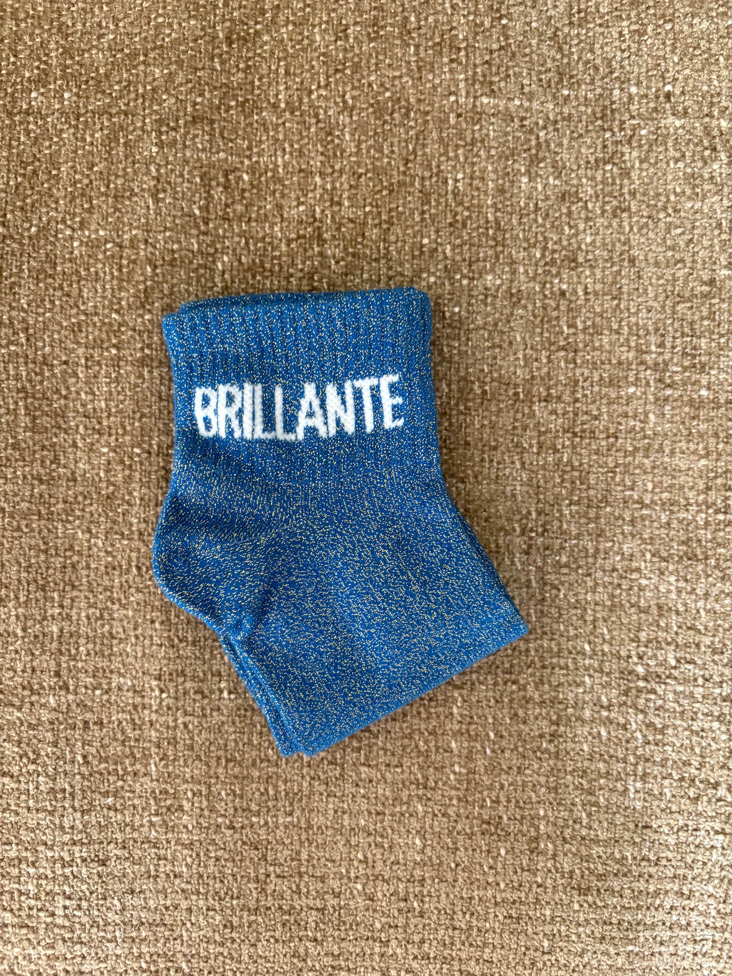 Chaussettes pailletées basses BRILLANTE bleues électriques