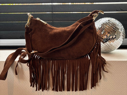 Sac Luna à franges cognac