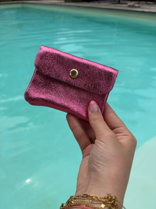 Porte-monnaie Stella rose fushia pailleté
