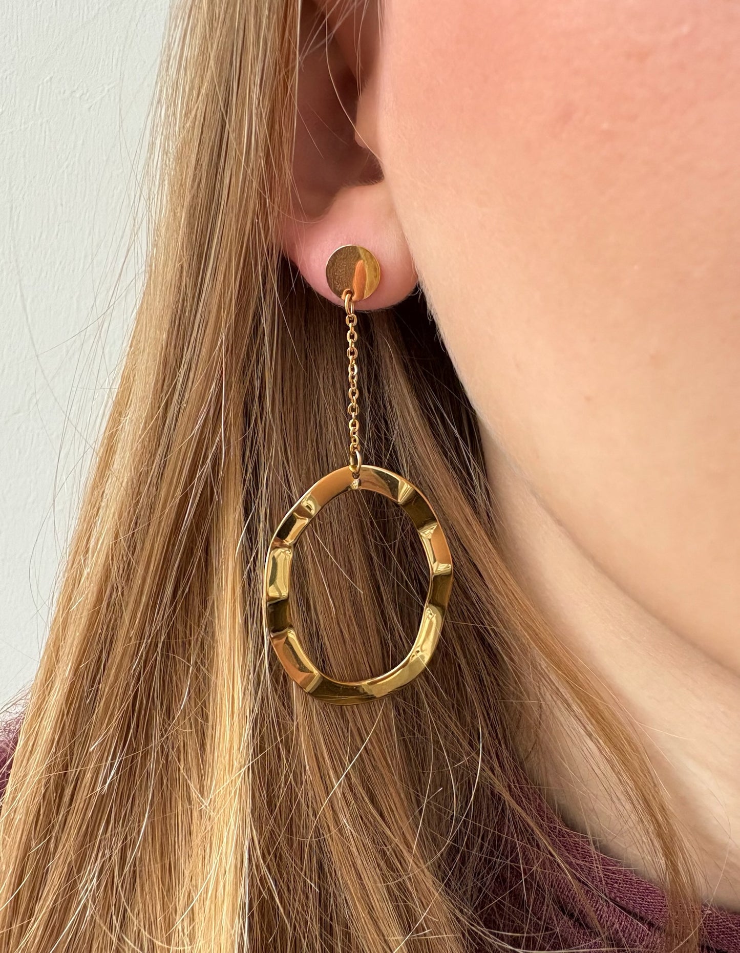 Boucles d'oreilles Virginie en acier inoxydable dorées