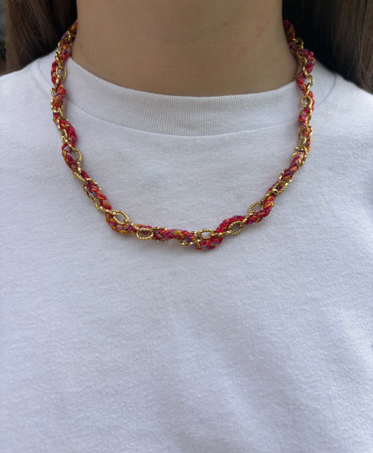 Collier Lucile en acier inoxydable rouge/doré