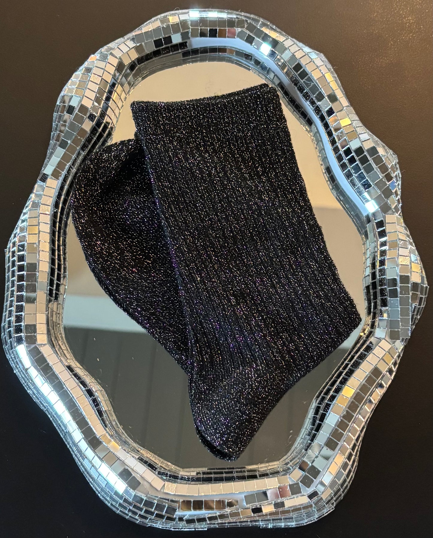 Chaussettes pailletées Athéna hautes argentées