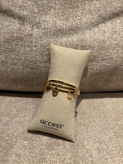 Bracelet jonc Isabelle en acier inoxydable doré