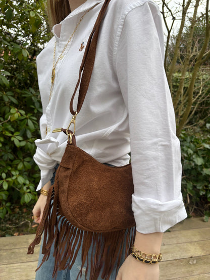 Sac Luna à franges cognac