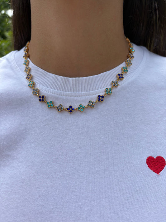 Collier Nina en acier inoxydable bleu/doré