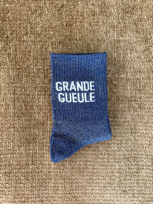 Chaussettes pailletées GRANDE GUEULE bleues électriques