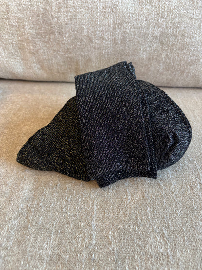 Chaussettes pailletées Héra hautes noires dorées