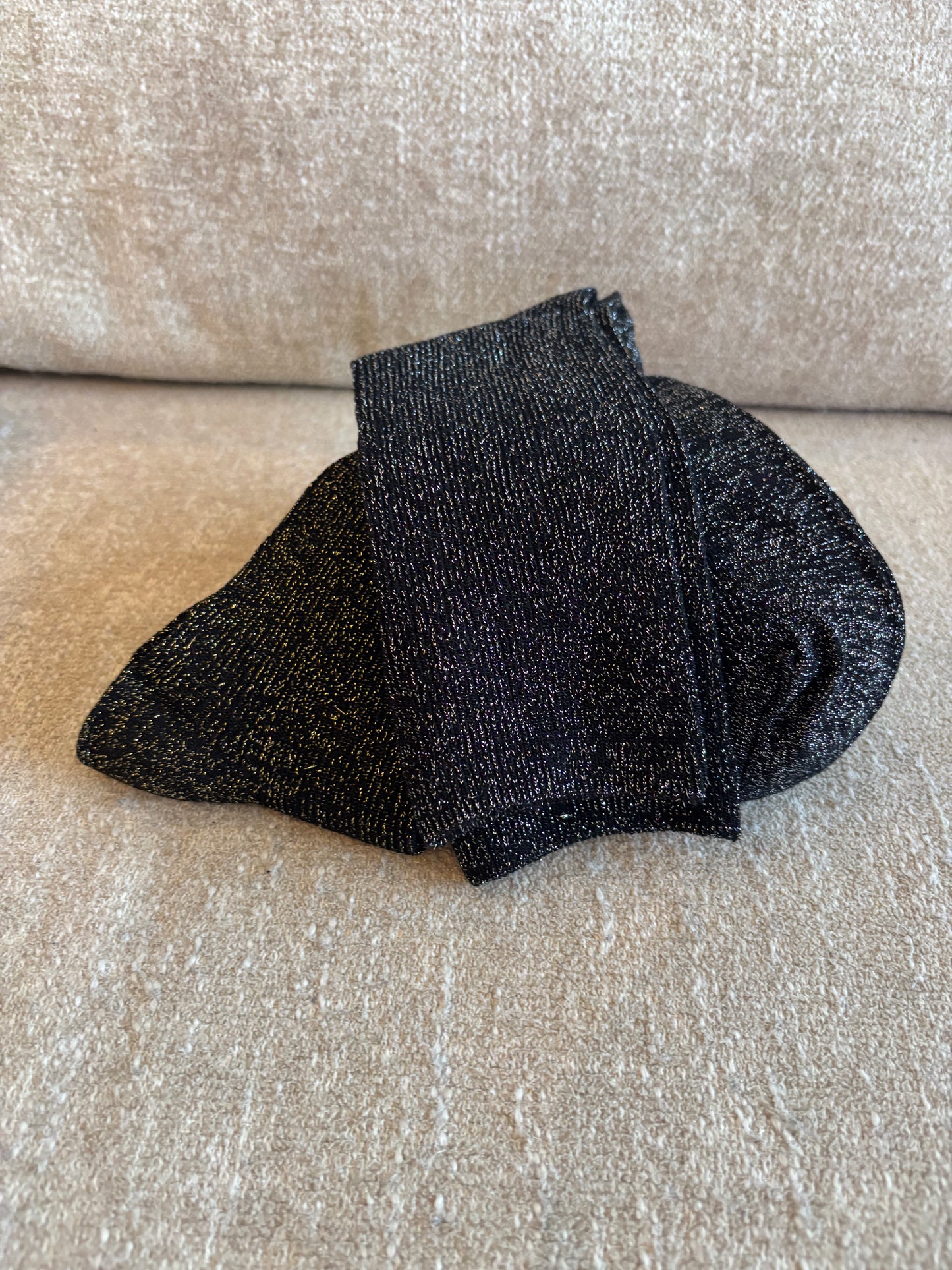Chaussettes pailletées Héra hautes noires argentées