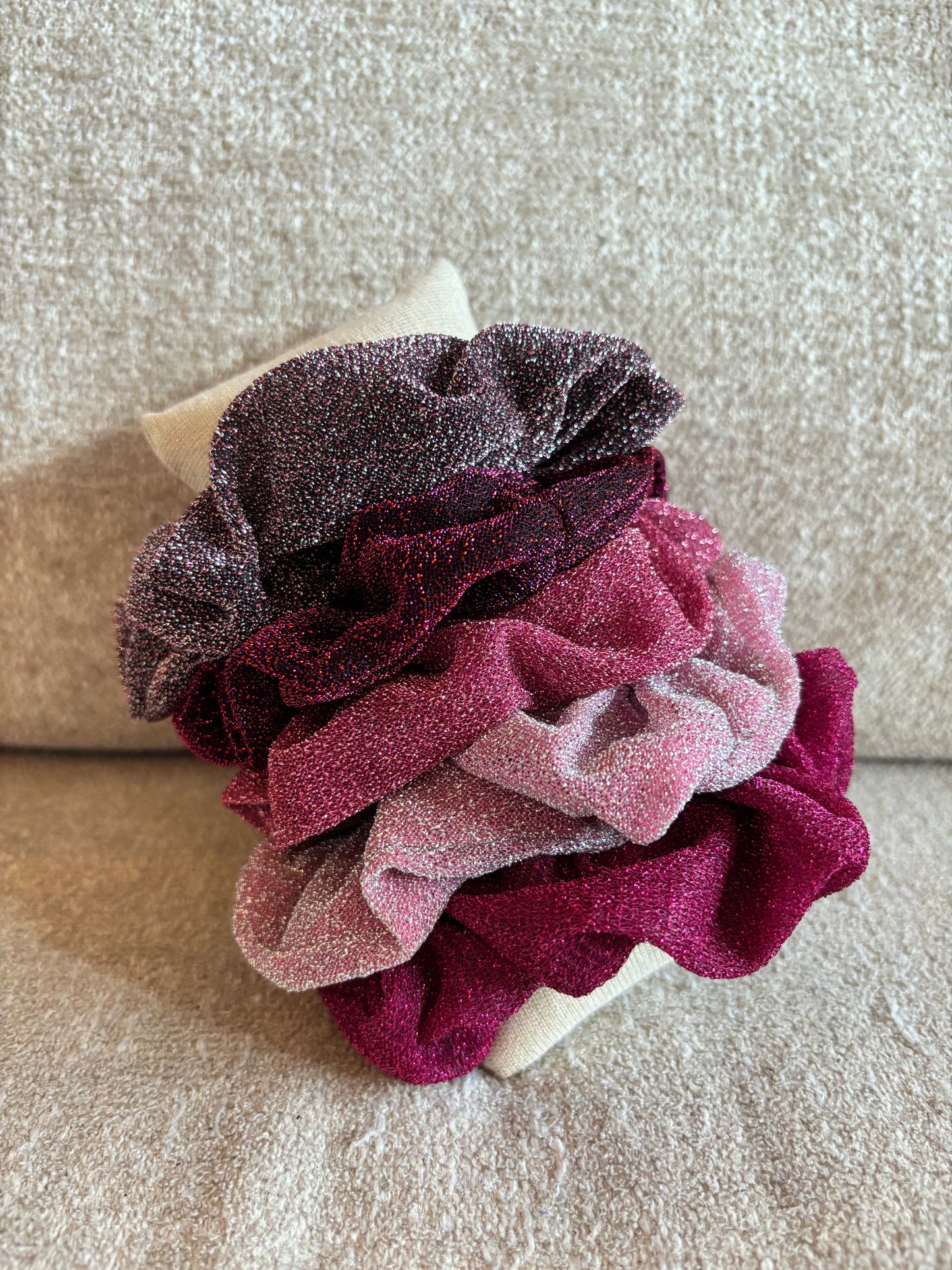 Lot de 5 chouchous pailletés tons roses