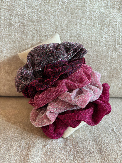 Lot de 5 chouchous pailletés tons roses