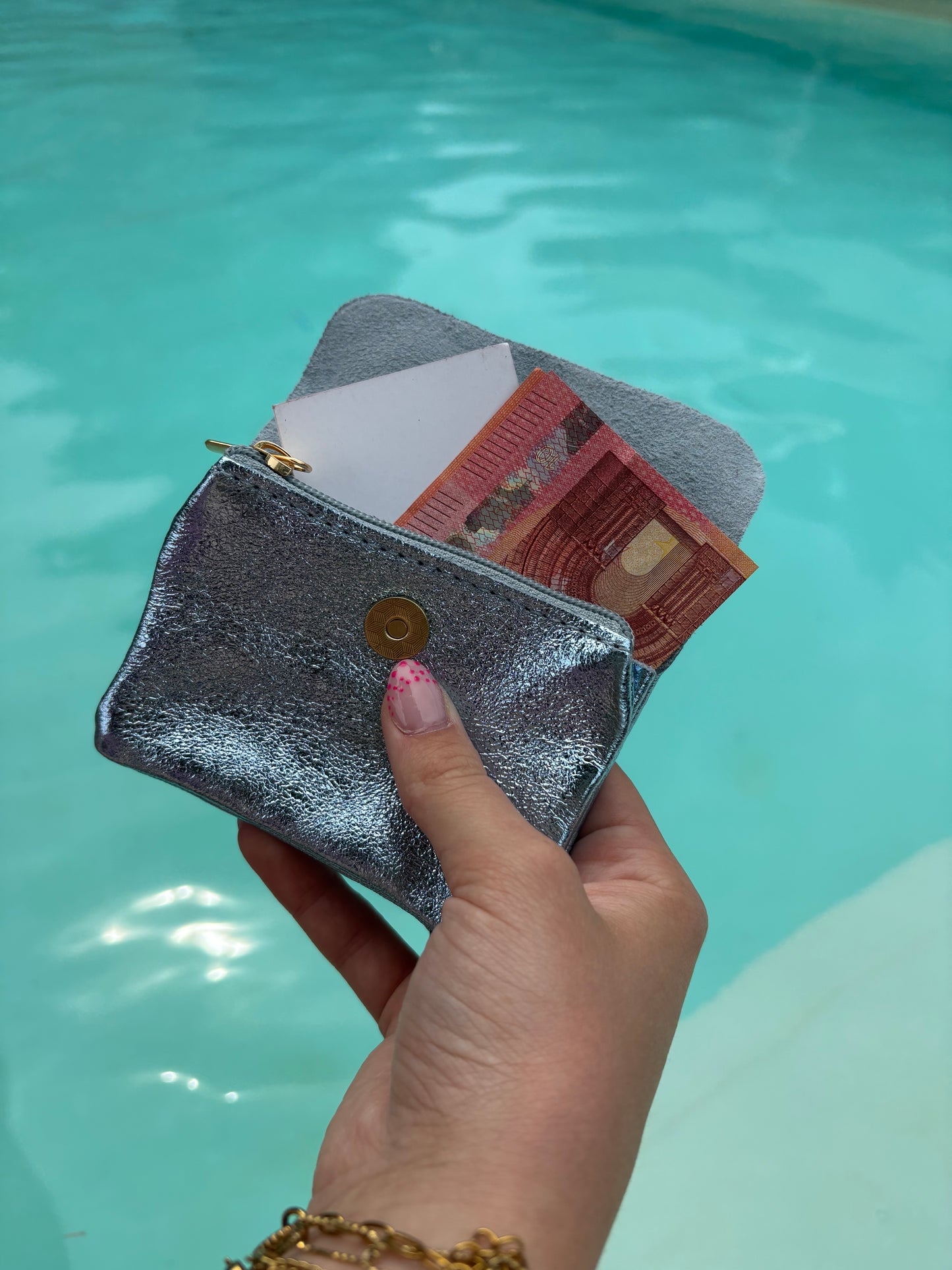 Porte-monnaie Stella bleu clair pailleté