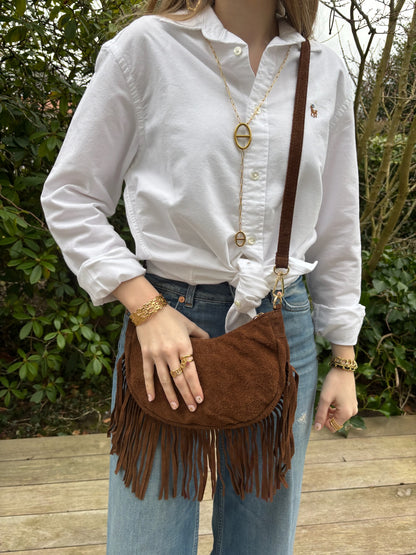 Sac Luna à franges cognac