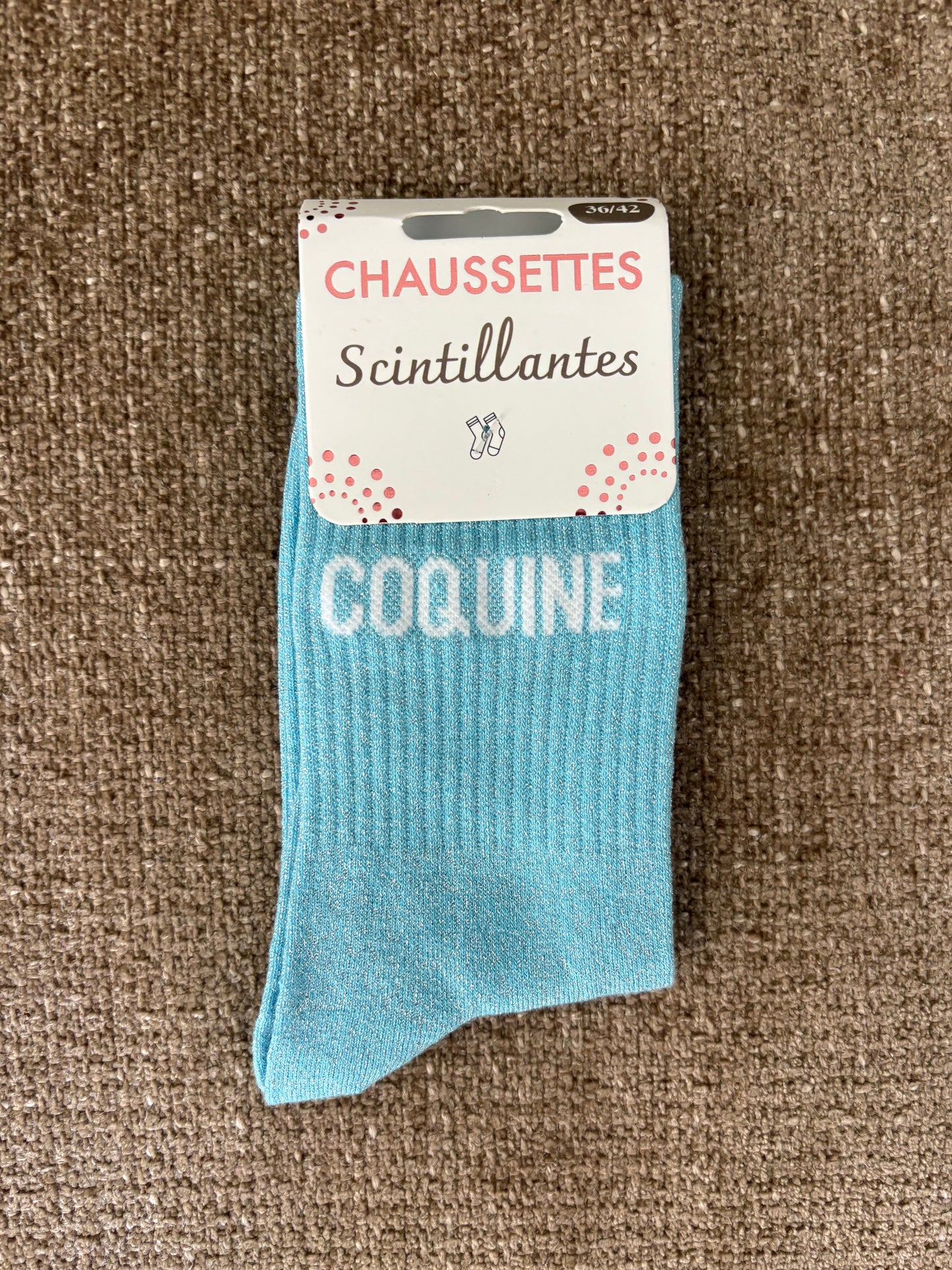 Chaussettes pailletées COQUINE bleues claires